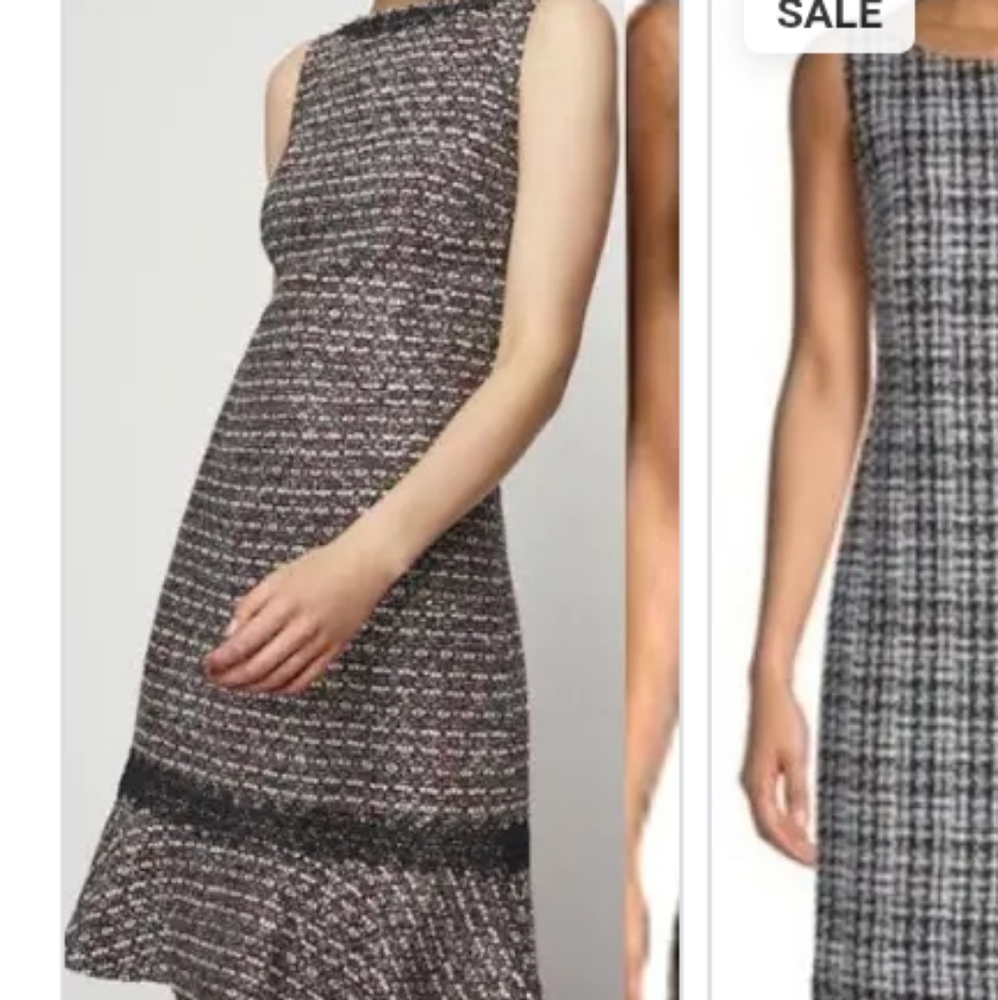 Karl Lagerfeld Vintage Tweed Sleeveless Wool Blend Midi Dress Size 10
